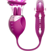 Juguete sexual Rose 4 en 1, vibrador para lamer la lengua, punto G, succionador de clítoris y pezones, bomba estimuladora
